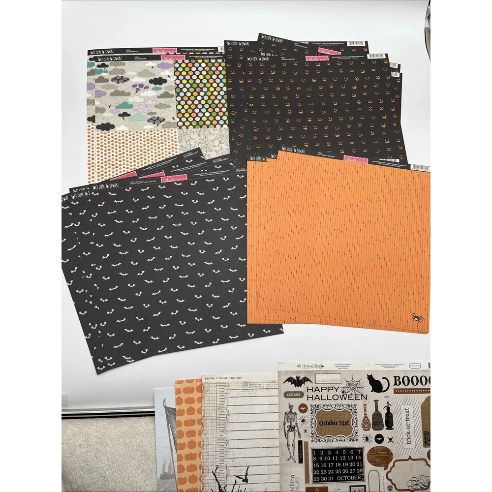 Vintage Halloween Scrapbook Paper Lot 12x12 My Mind's Eye Bella Blvd